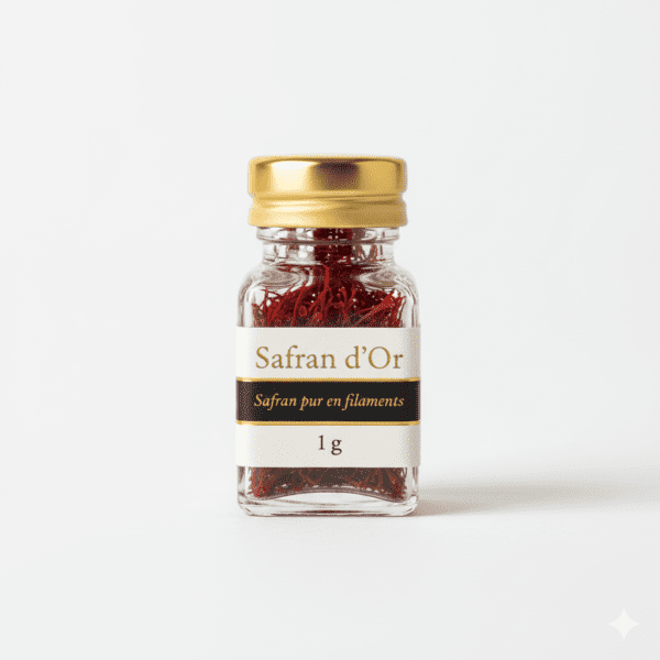 Safran pur en filaments Safran d’Or emballage verre luxe